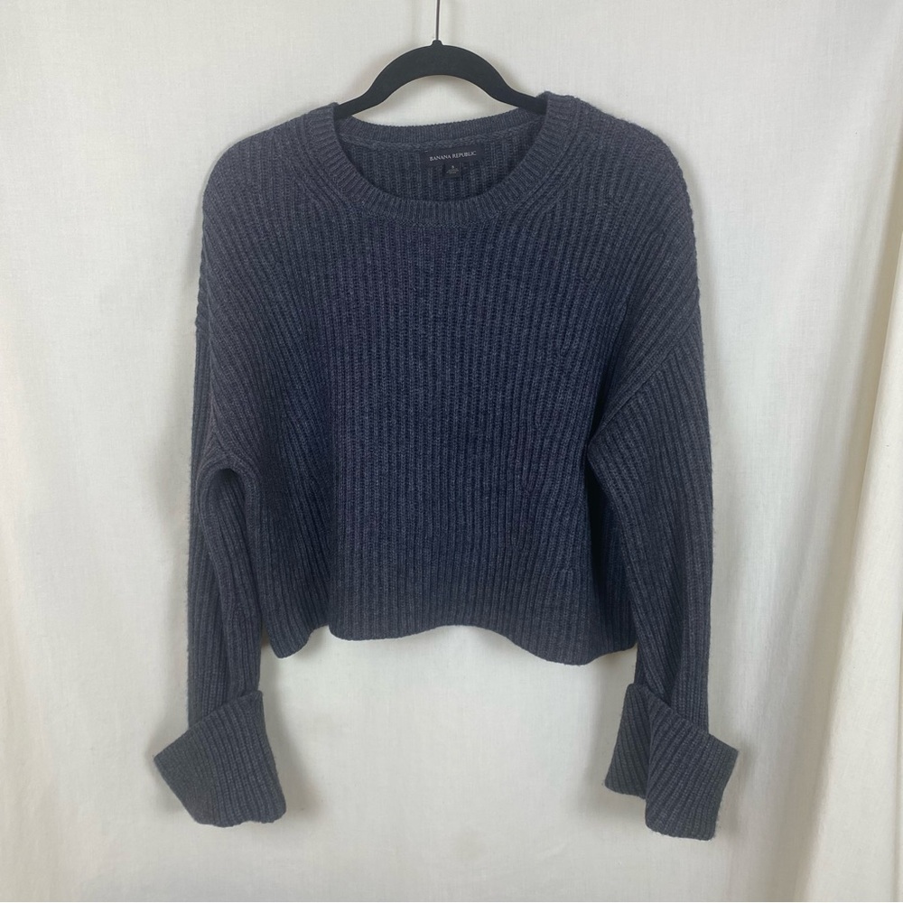 Banana Republic Charcoal Merino Wool Cashmere Oversized Crop
